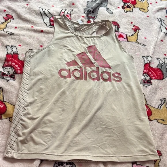 Adidas Cream Mesh Tank Top - Picture 1 of 4
